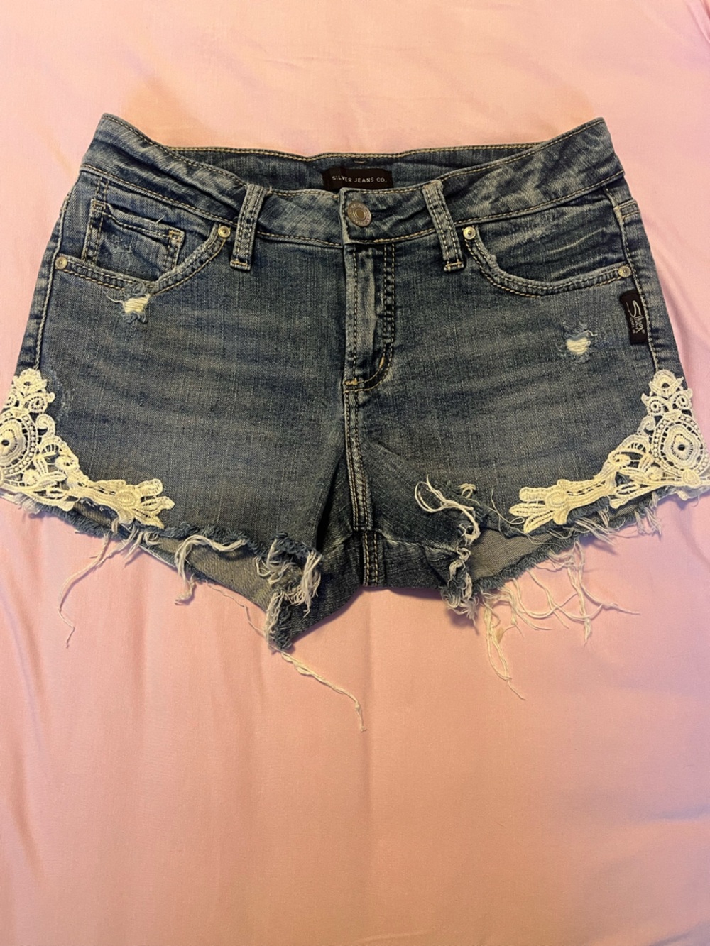 Silver Jeans Suki Shorts with Lace Lining